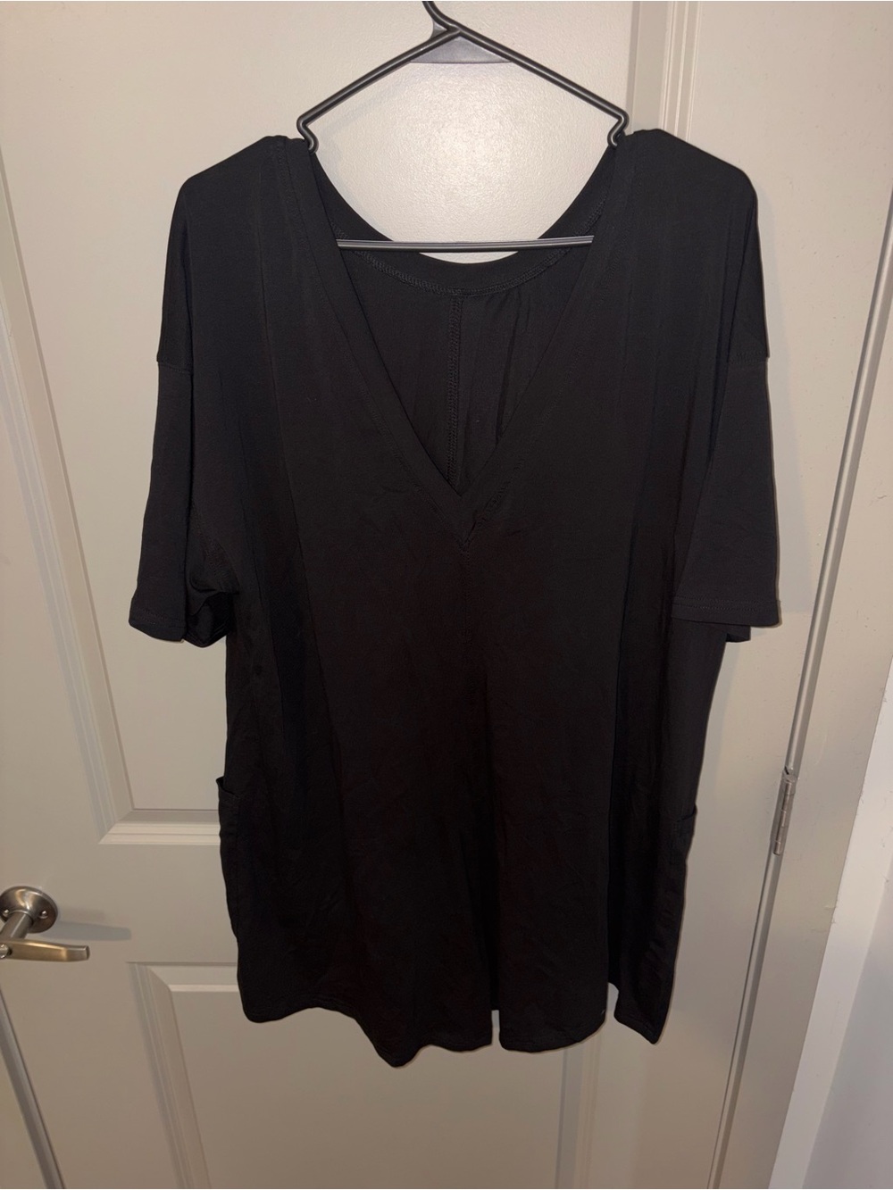Women's V-Neck Short Sleeve Romper- Black